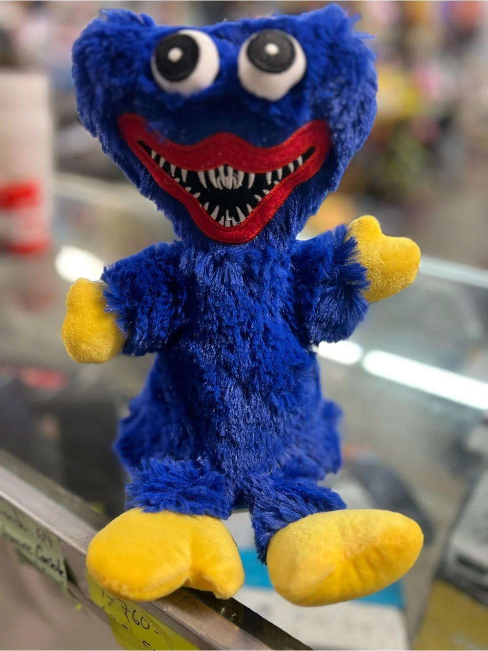 Plush Blue Monster Toy with Yellow Hands & Feet - Unbranded